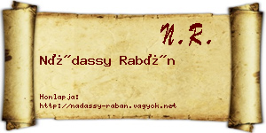 Nádassy Rabán névjegykártya